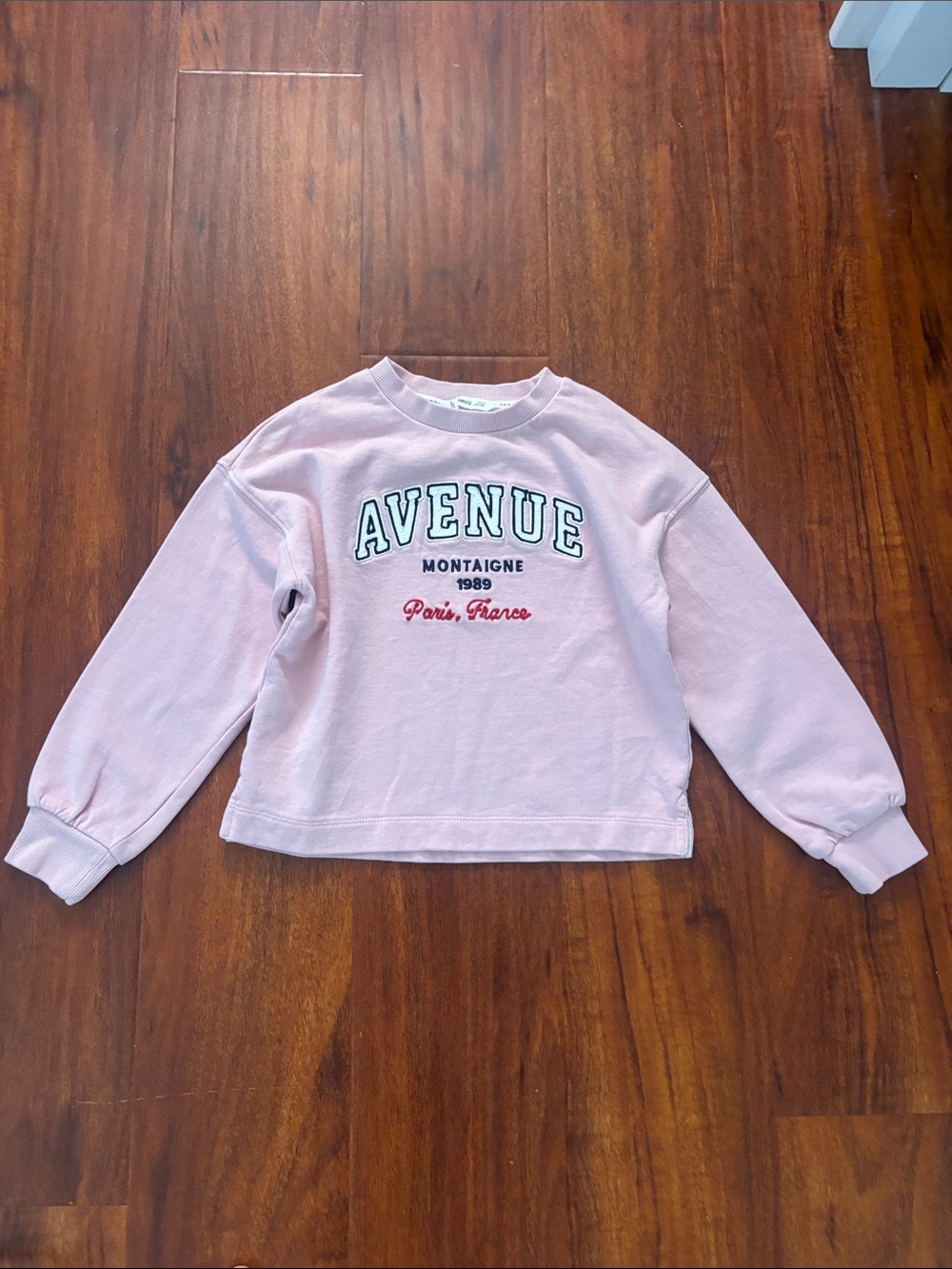 Mango Pink 'AVENUE' Embroidered Kids Sweatshirt
